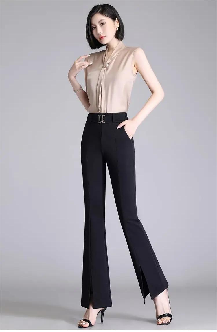 Простые прямые брюки с микро-рожком и высокой талией, оптовик из Китая