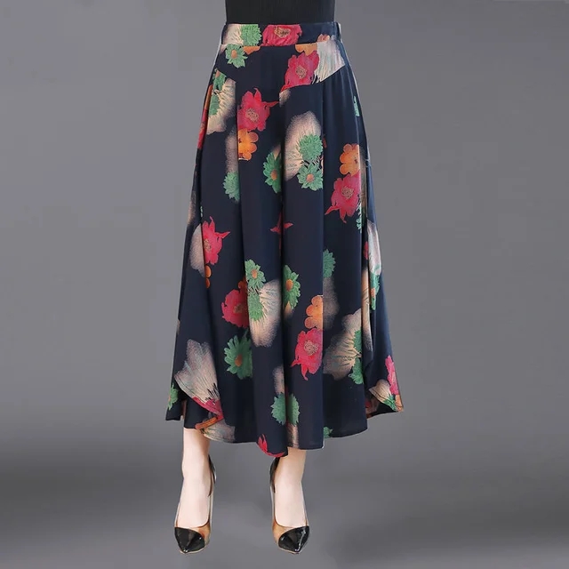 Широкие брюки с галстуком-бабочкой и высокой талией, свободные юбки-брюки с цветочным рисунком, оптовик из Китая