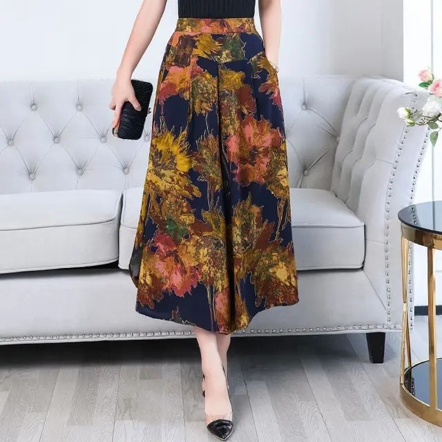 Широкие брюки с галстуком-бабочкой и высокой талией, свободные юбки-брюки с цветочным рисунком, оптовик из Китая